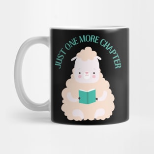 Little sheep reading book Just one more chapter I Love Books Bookoholic Mug